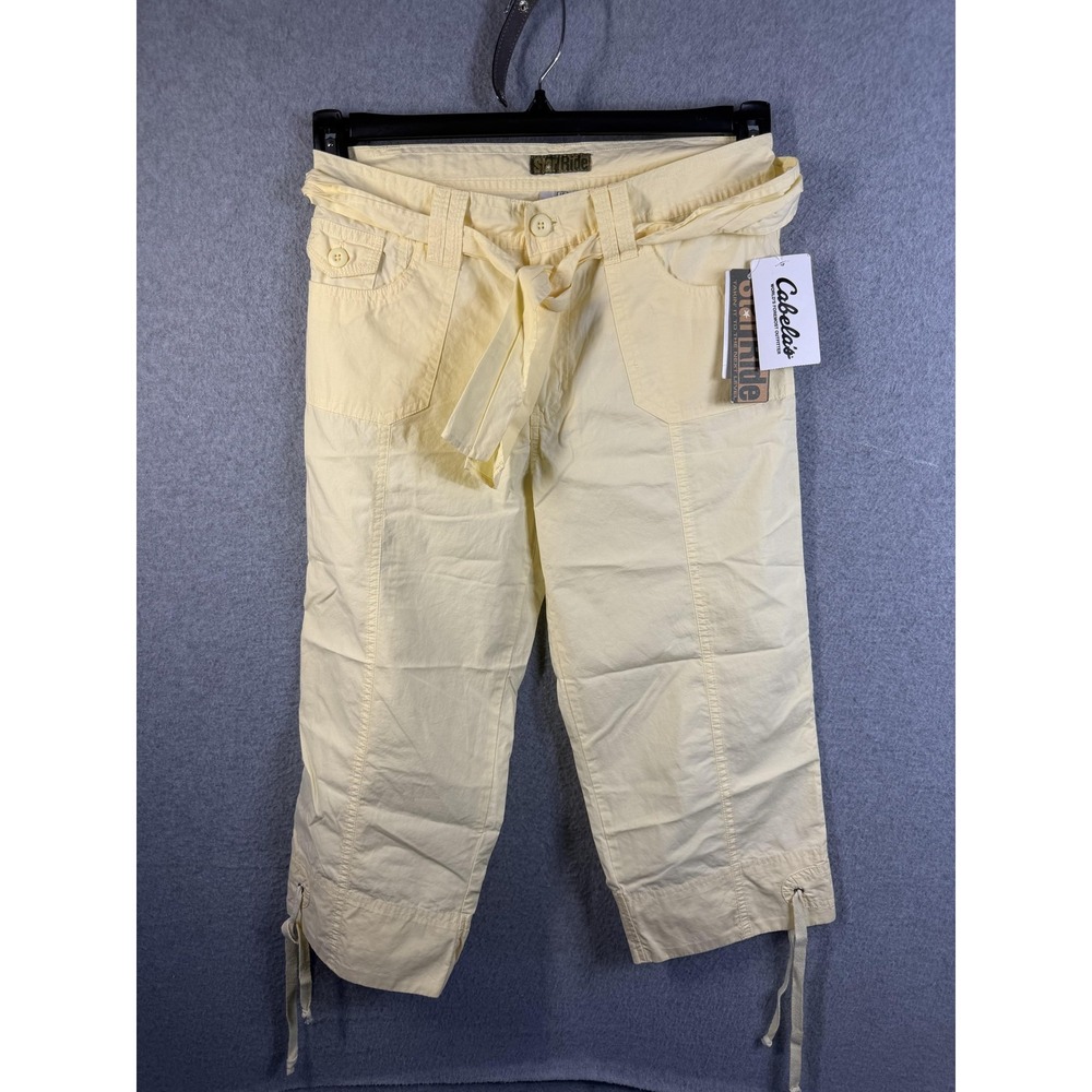 Star Ride Capri Pants Youth Girls 14 Yellow Belted Tie Hem Cotton Summer‎